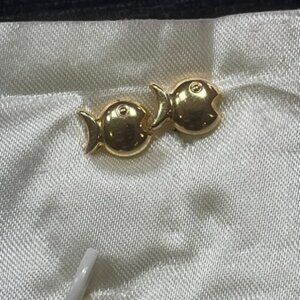 NWT Small Baby/Kid 18K Gold Fish Earrings Stud from Venezuela